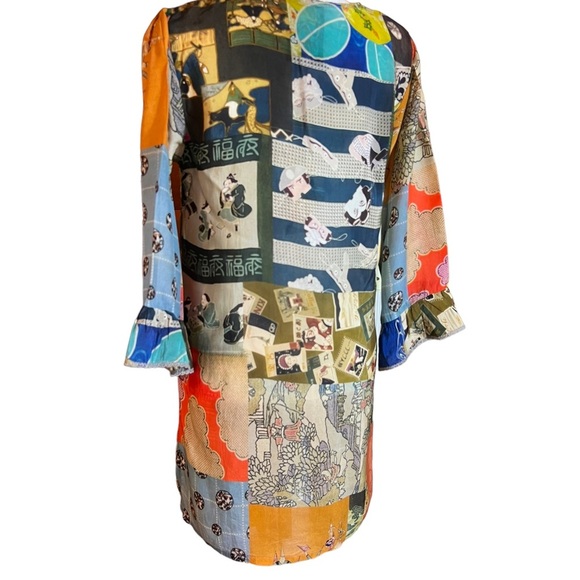 Johnny Was Vera Tunic Cupra Rayon Boho Asian Rare Split Neck Top XXS. NWT - Picture 5 of 9